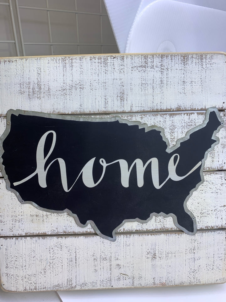 HOME WHITE WASHED MAP WALL DECOR.