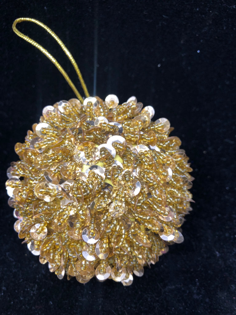 GOLD BEADED SEQUINs BALL DECORATION.