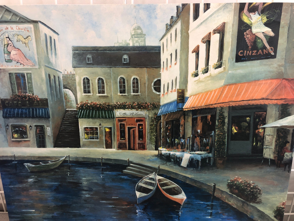 ITALIAN WATERWAY PAINTING ON CANVAS.