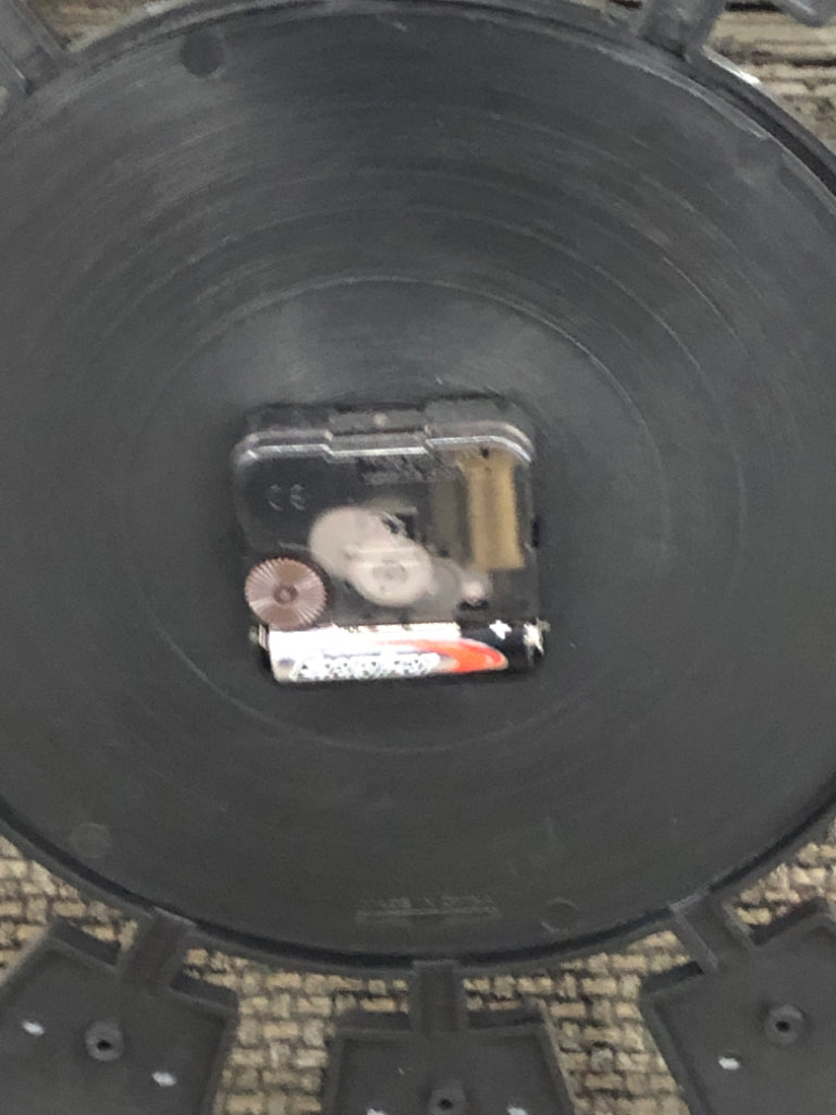 NUMERAL PLAQUES WALL CLOCK W/METALLIC BLACK FINISH FIRST TIME & CO.