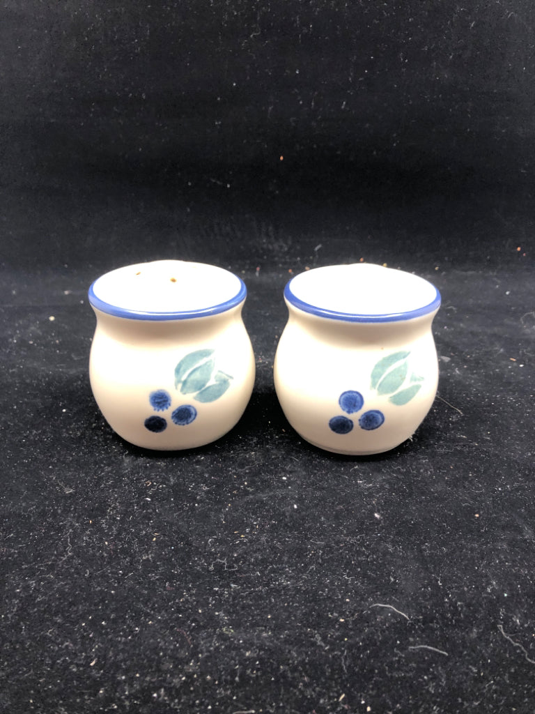 BLUEBERRY SALT AND PEPPER SHAKERS.