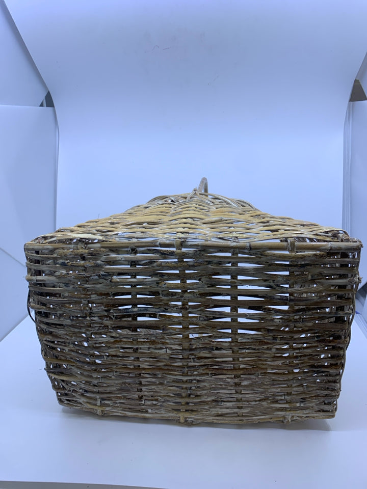 LOW WIDE BASKET W/ LIGHT COLORED.