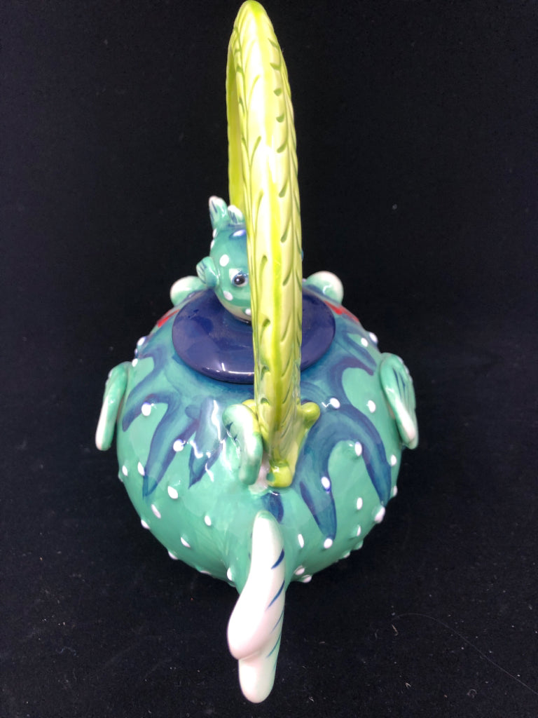 CERAMIC PUFFER FISH SHAPED TEAPOT.