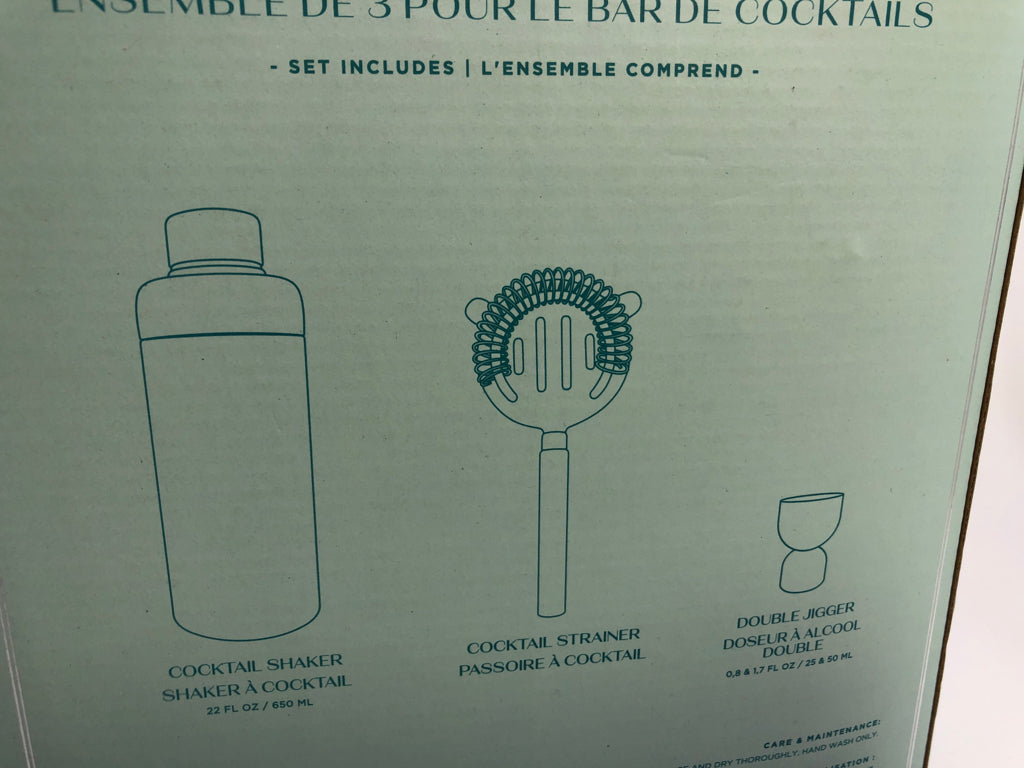 NIB 3PC BARWARE SET.