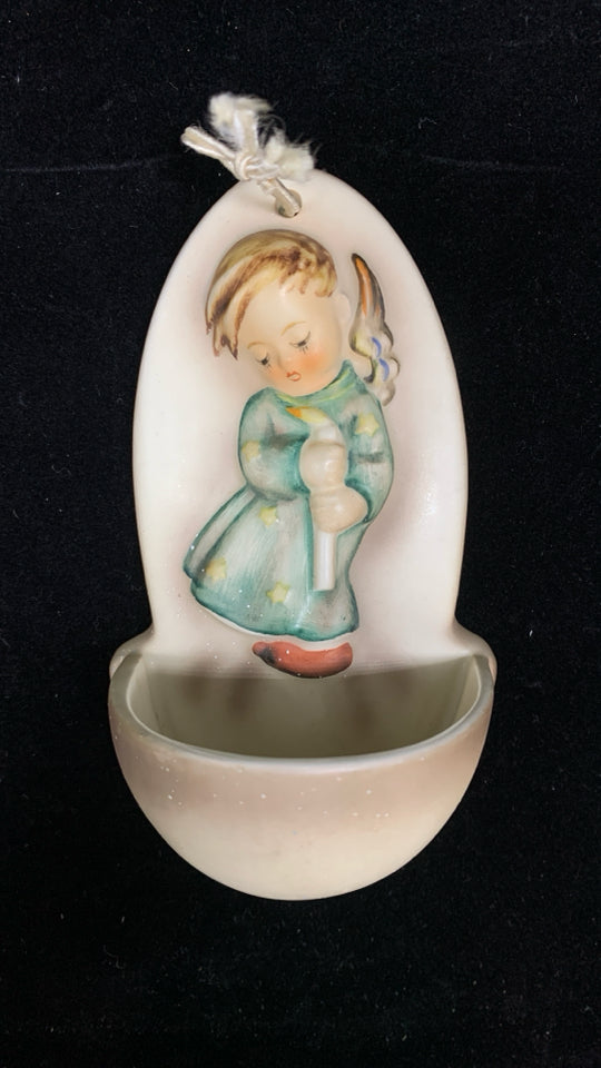 VTG HUMMEL PORCELAIN ANGEL HOLY WATER FONT- WALL HANGING.