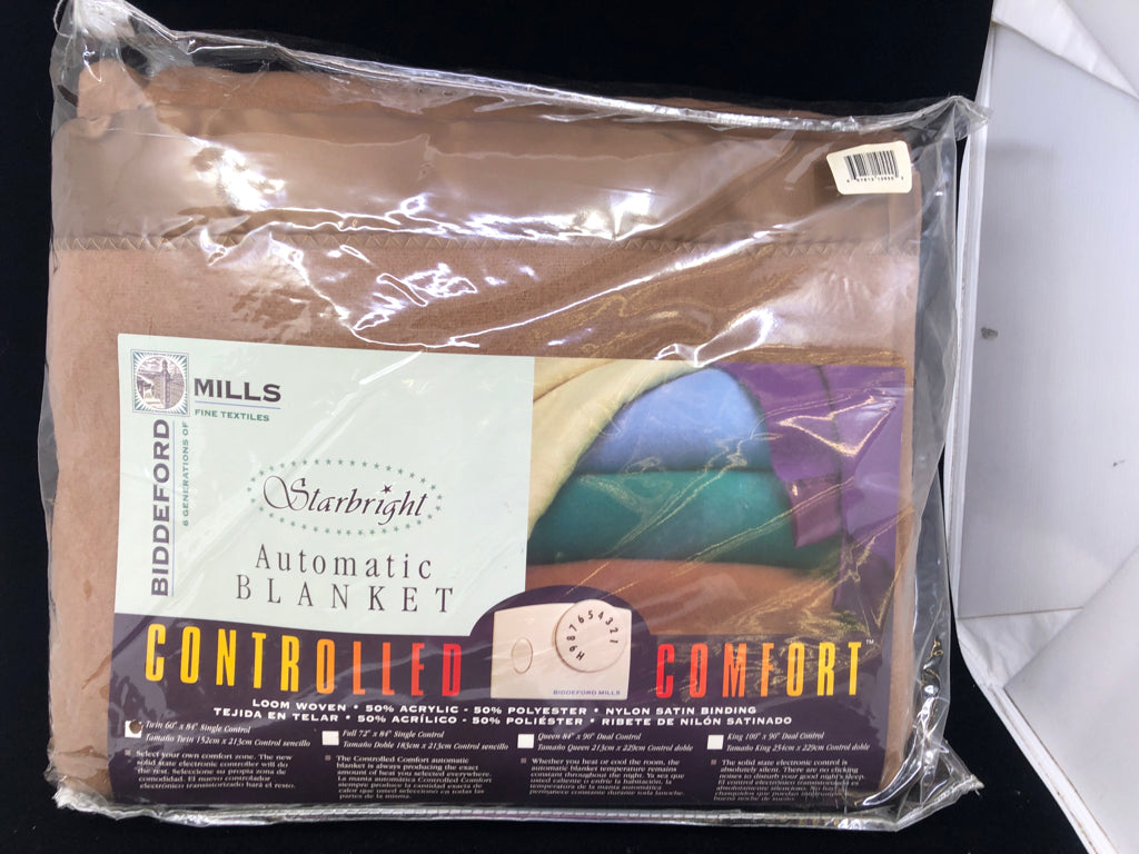 NIP LIGHT BROWN HEATED BLANKET- TWIN