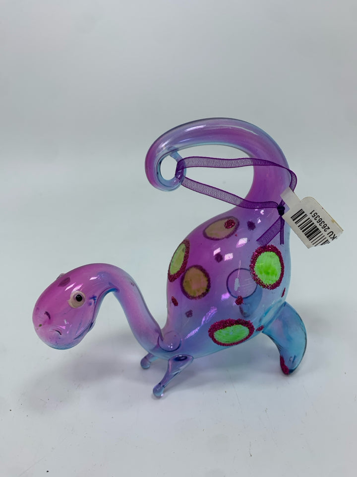 NWT DINO PURPLE GLASS ORNAMENT - PIER 1.