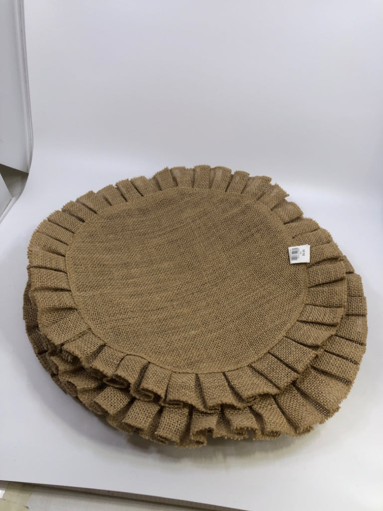 6PC CIRCULAR BURLAP PLACEMATS.