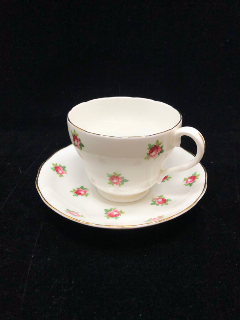 ROSE TEA CUP & SAUCER - ROYAL ADDERLEY.