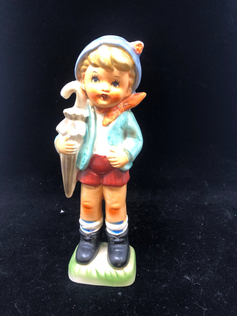 VTG BOY WITH UMBRELLA FIGURINE.