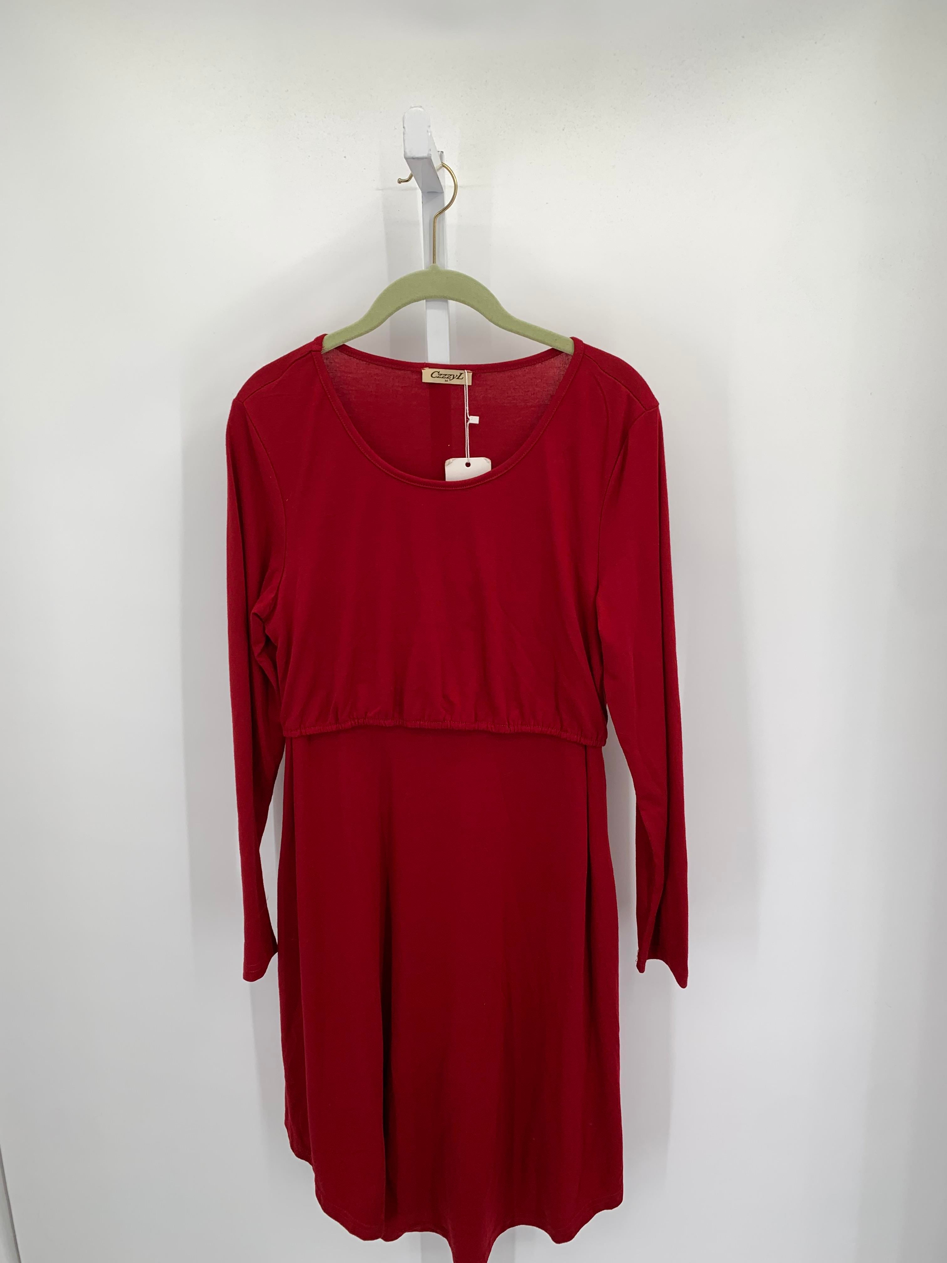 Red Size Medium Maternity Long Sleeve Dress