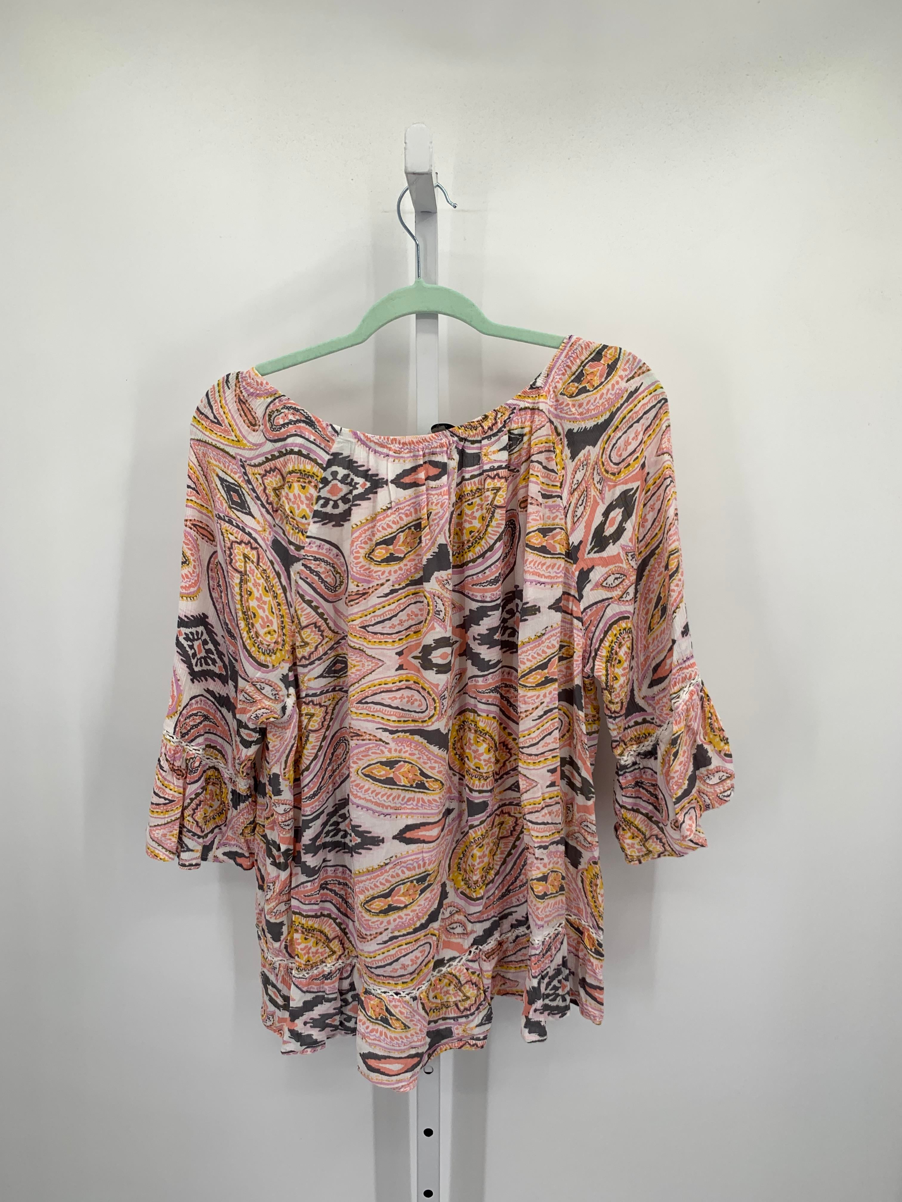 Fever Size 1X Womens 3/4 Sleeve Shirt