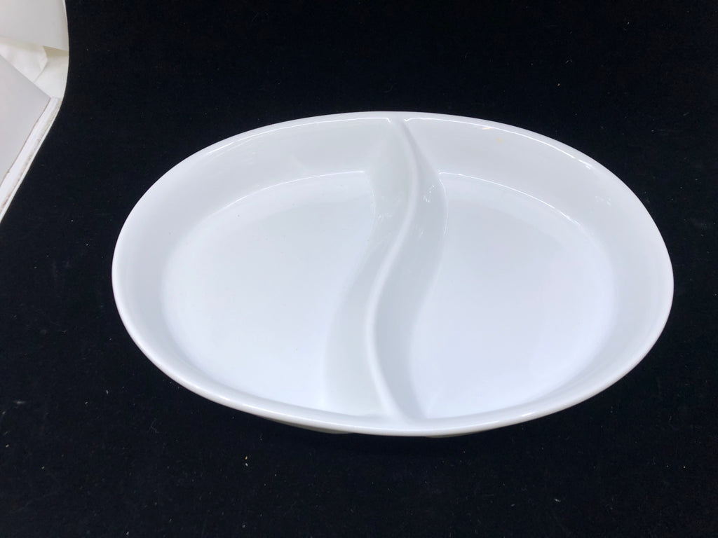 WHITE DIVIDED CERAMIC SERVER.