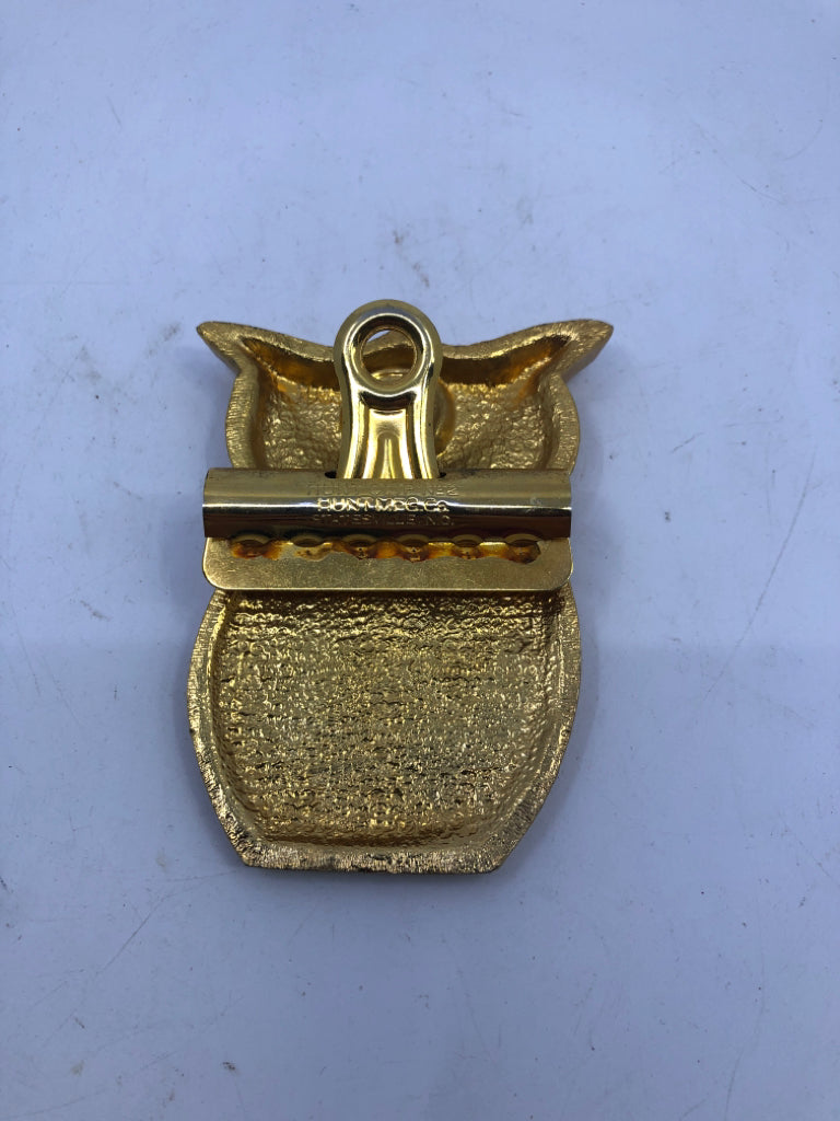 VTG GOLD METAL OWL BINDER CLIP HUNT CLIP.