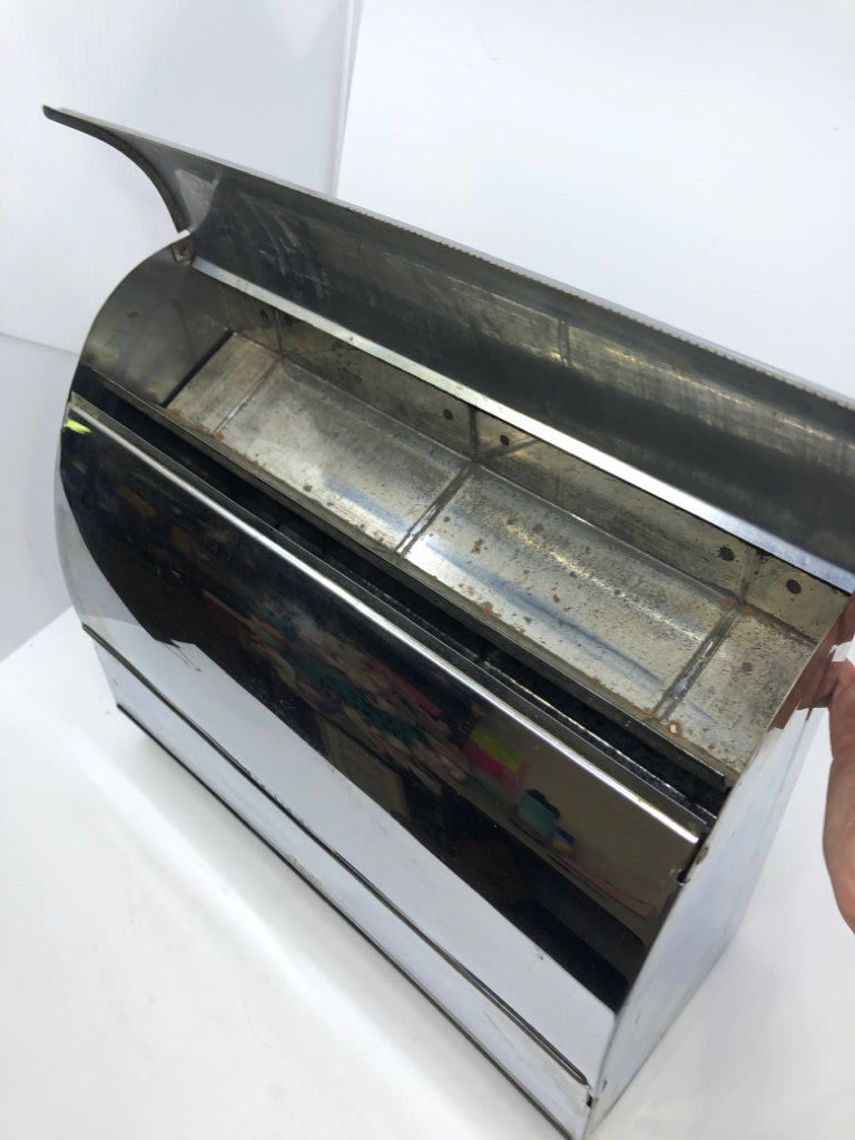 VTG STAINLESS STEEL ALUMINUM FOIL, WAX PAPER HOLDER.