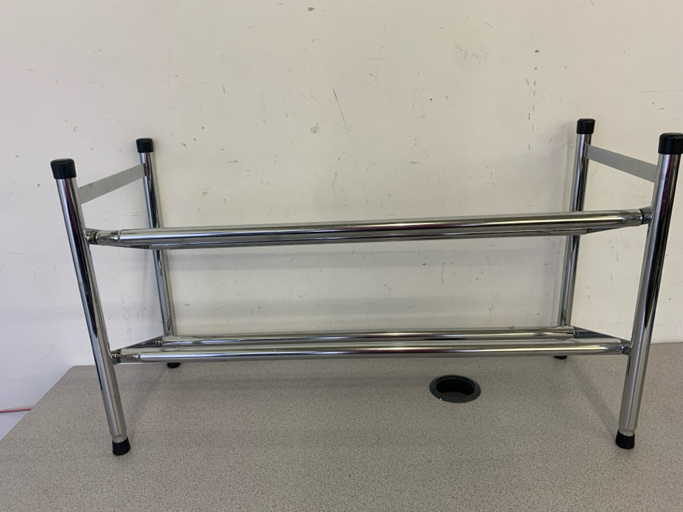 SILVER METAL ADJUSTABLE SHOE RACK 2 TIER.