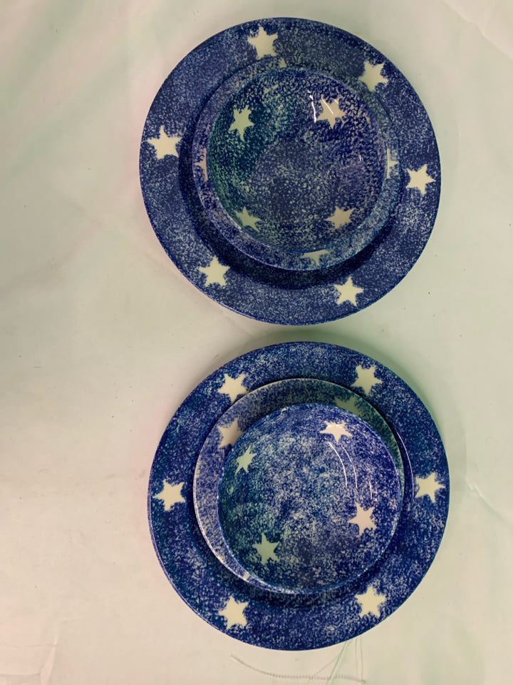 6 PC HARTSTONE POTTERY STARRY SKY SET.
