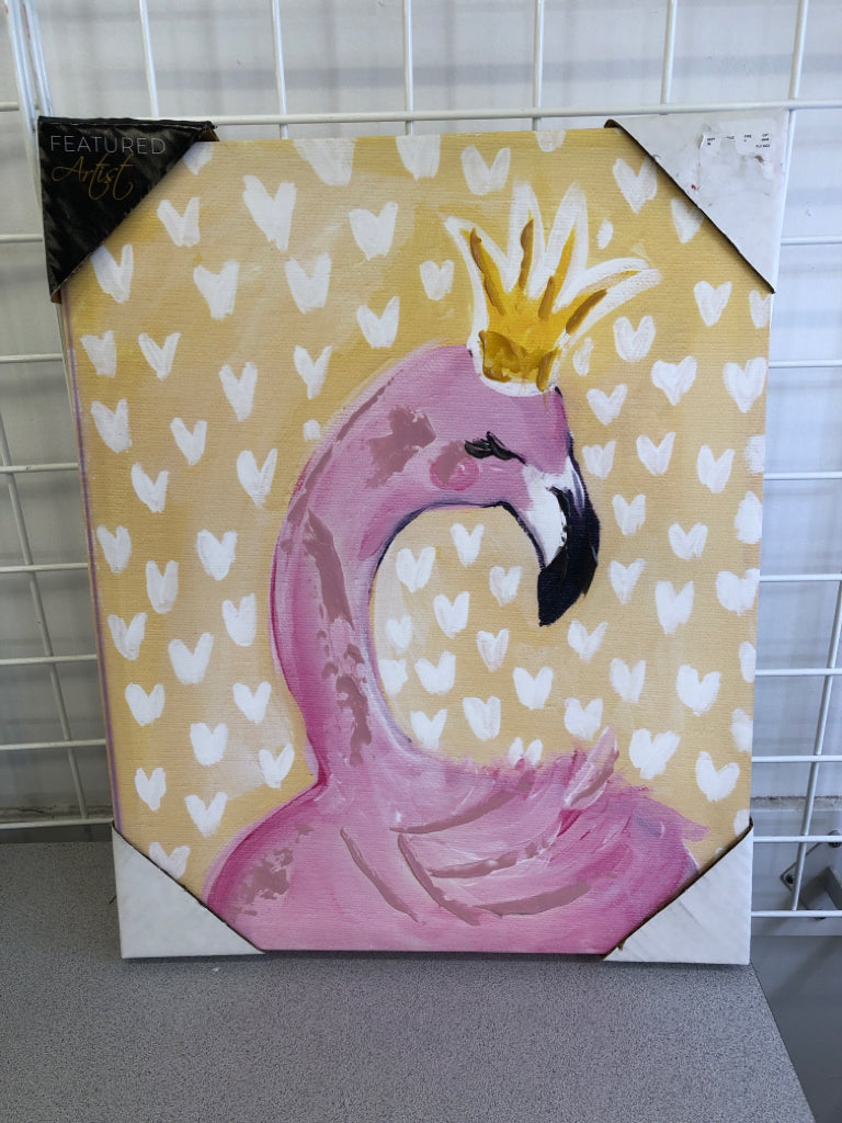 FLAMINGO CANVAS W/ CROWN.