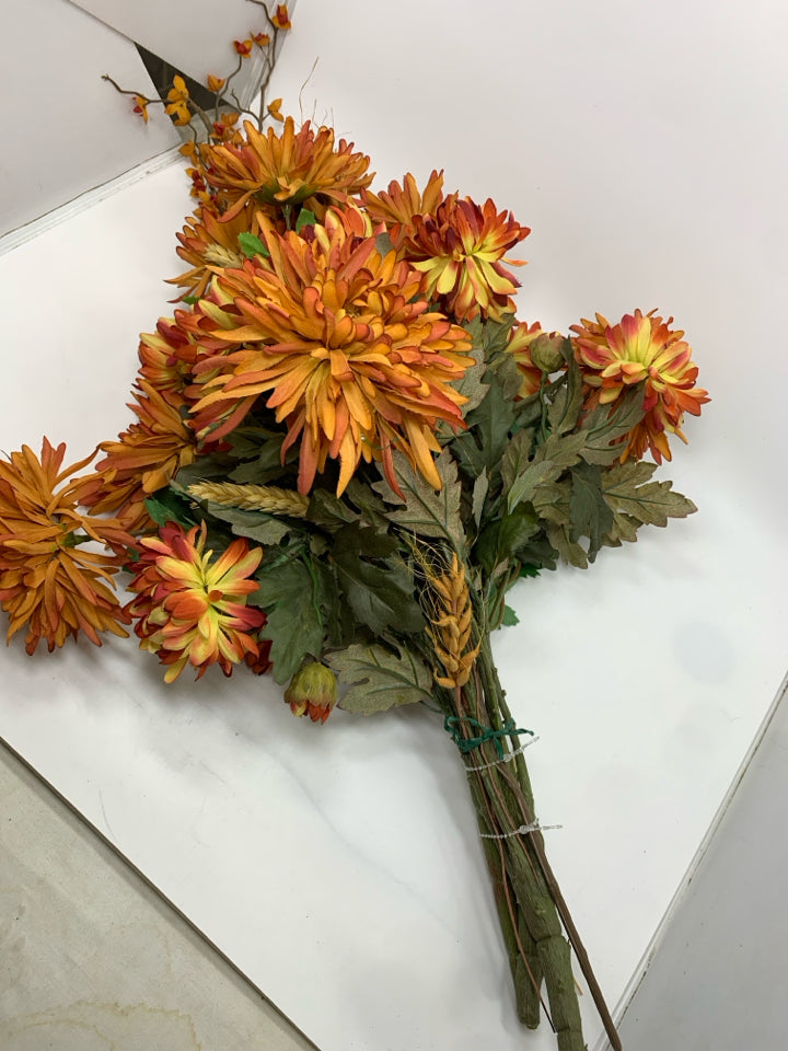 FAUX FALL FLOWER AND LEAF BOUQUET.