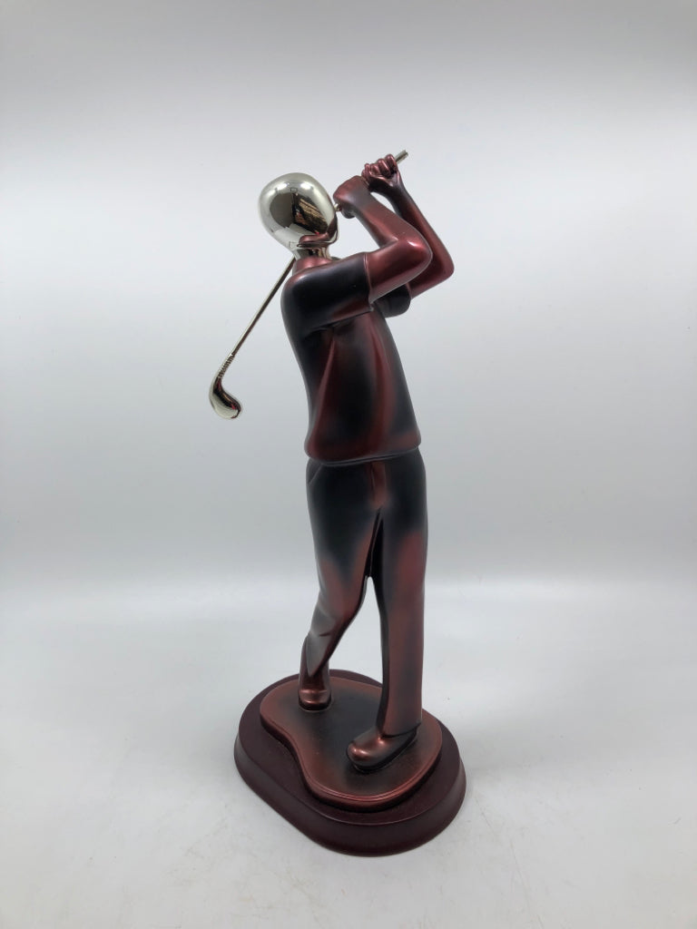 METALLIC GOLFER FIGURE.