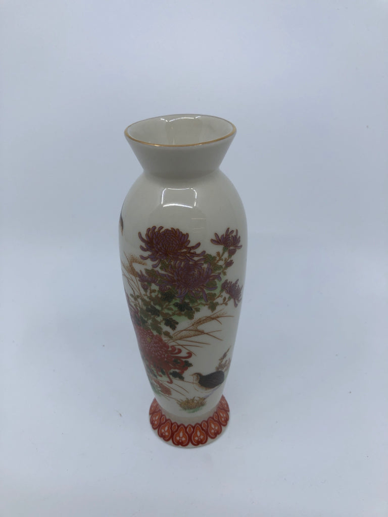 SHIBATA FLORAL AND BIRD VASE.