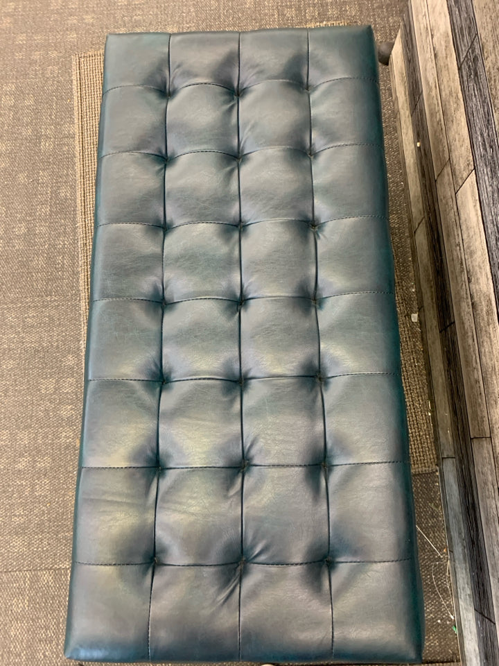 DARK GREEN FAUX LEATHER FOOTREST/CHEST.