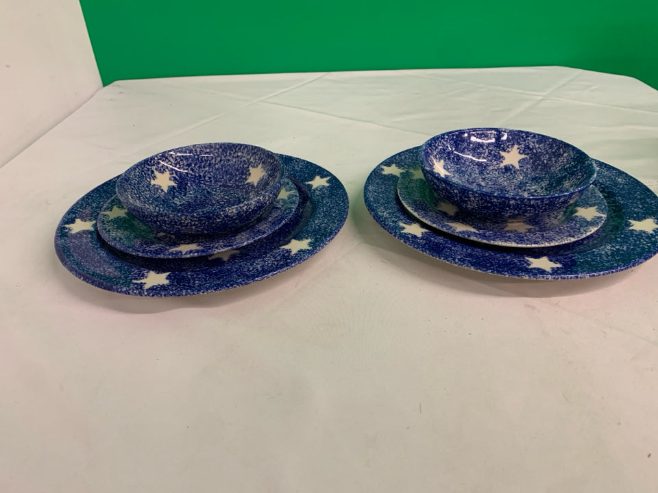 6 PC HARTSTONE POTTERY STARRY SKY SET.