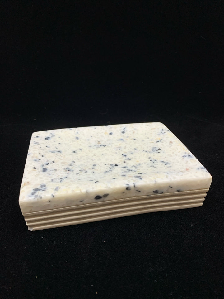 UGG WHITE SPECKLED CERAMIC SOAP DISH.