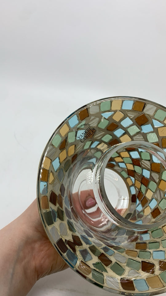 MOSAIC GLASS CANDLE TOPPER.