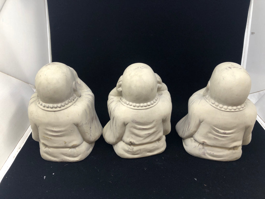 3pc BUDDHA CERAMIC HEAR, SPEAK, SEE NO EVIL.