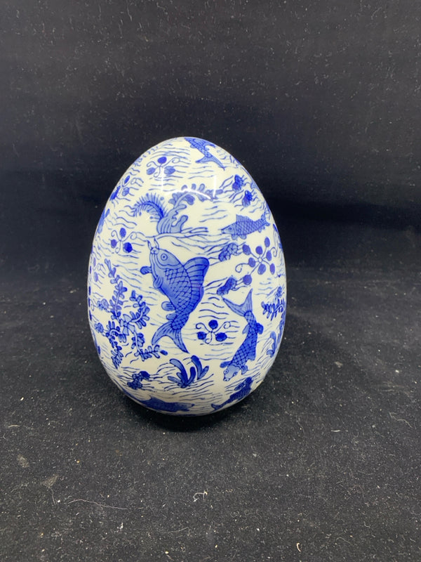 BLUE AND WHITE KOI FISH EGG.