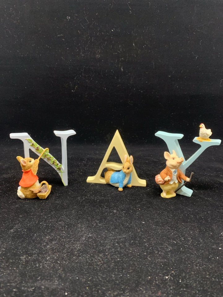 3-PETER RABBIT N A Y FIGURE LETTER SET.