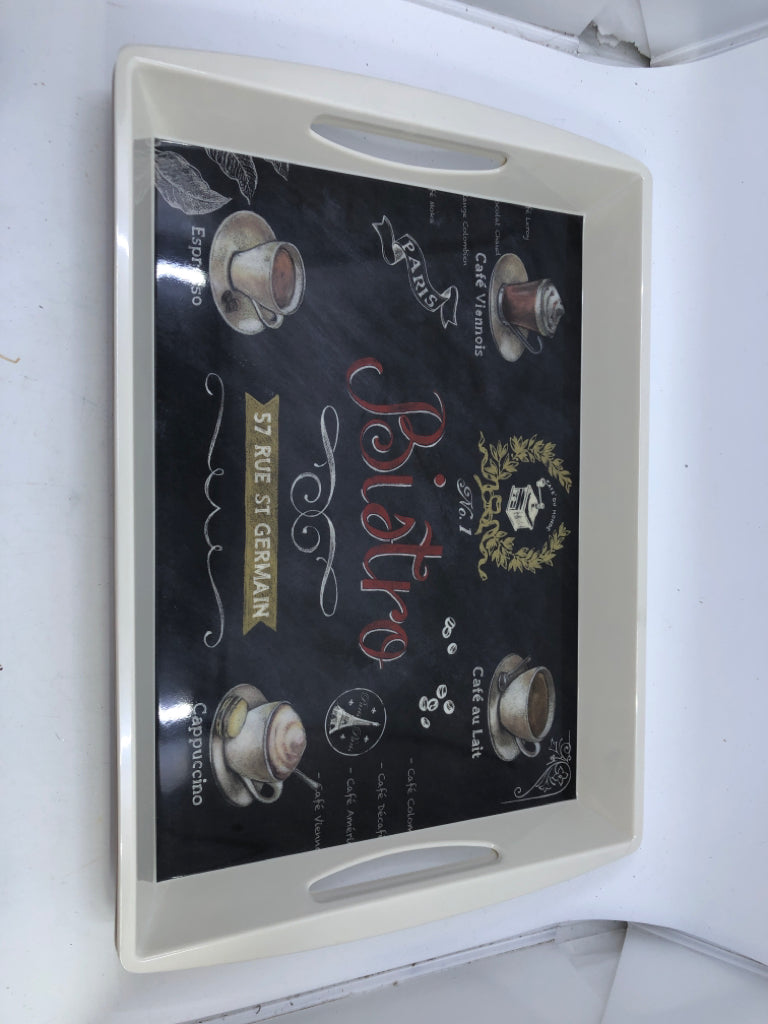 WHITE "BISTRO" MELAMINE SERVING TRAY.