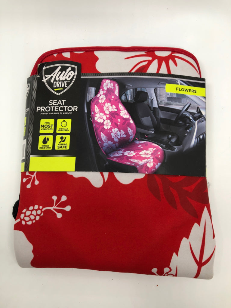 NIP RED FLORAL CAR SEAT PROTECTOR.