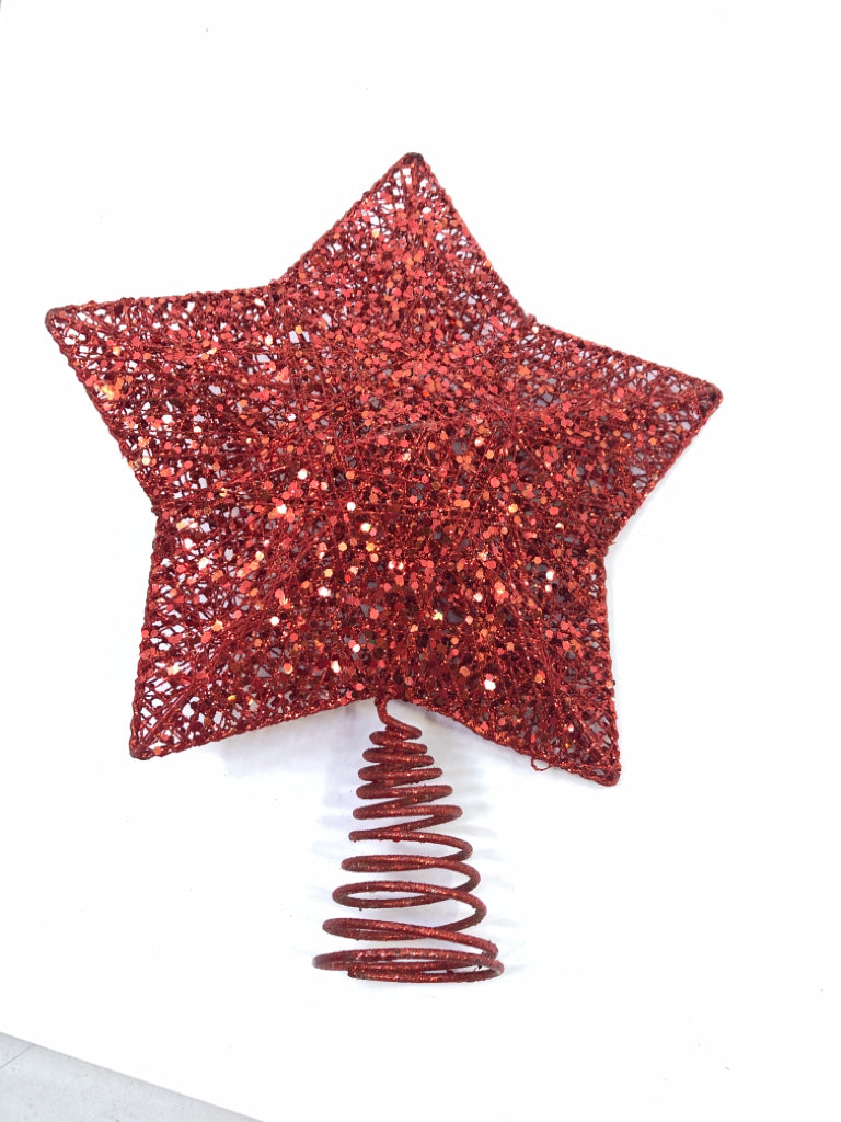 RED GLITTER STAR TREE TOPPER.