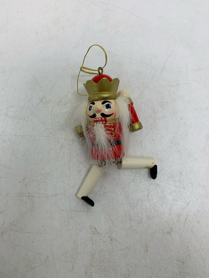 MOVABLE LIMBS RED NUTCRACKER ORNAMENT.