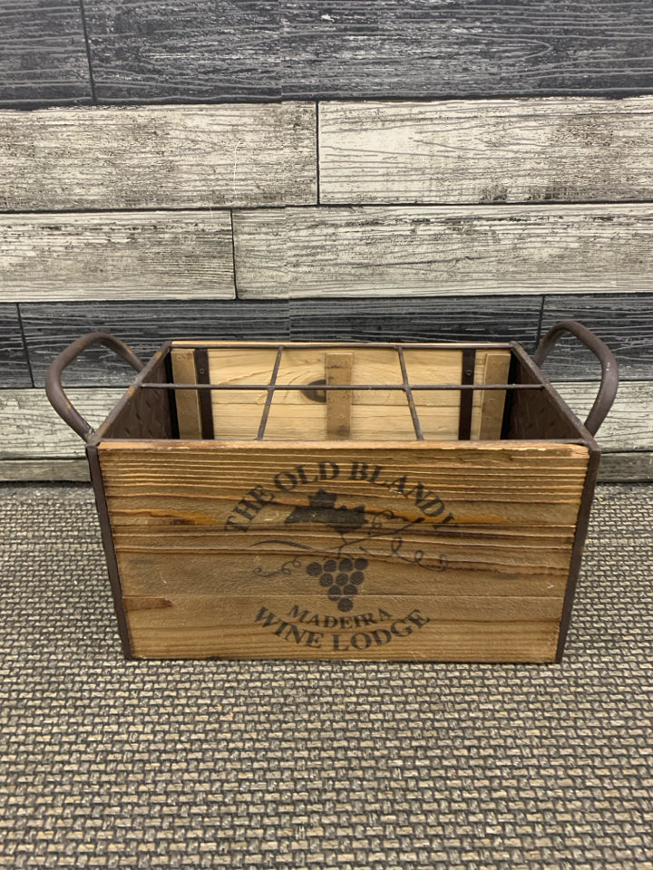 METAL BASKET WINE CRATE.