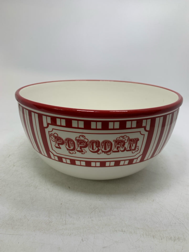 RED STRIPED POPCORN BOWL.