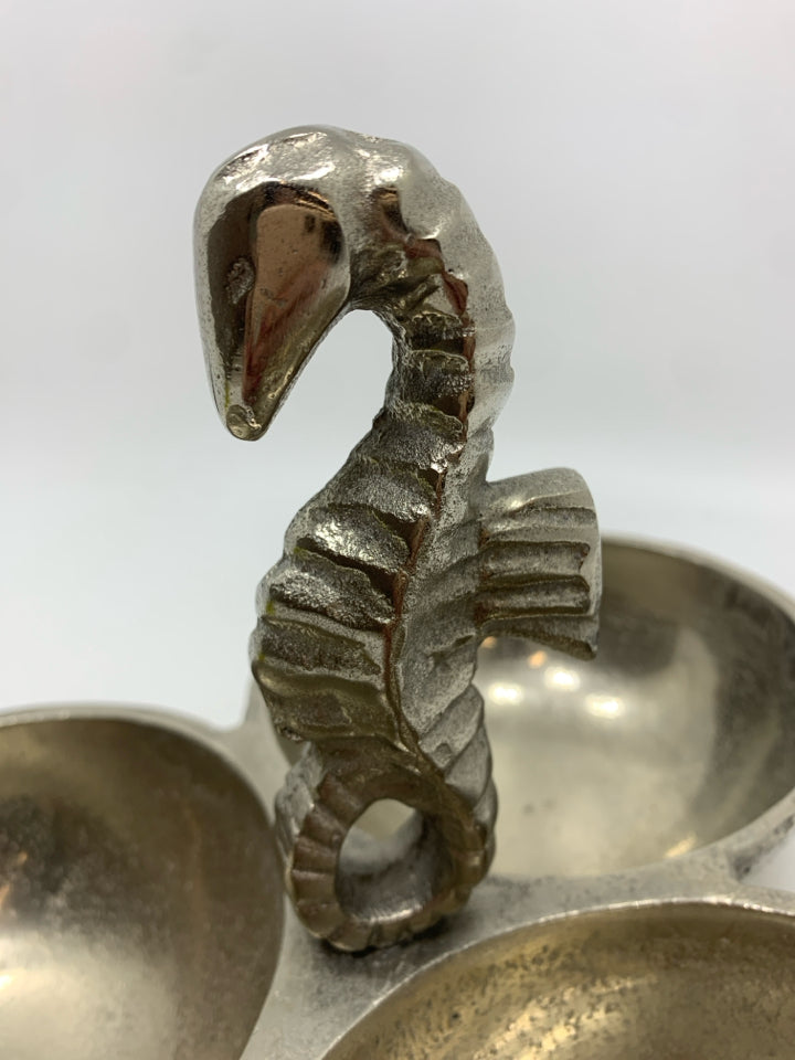 3 SECTION METAL SEAHORSE TRAY.