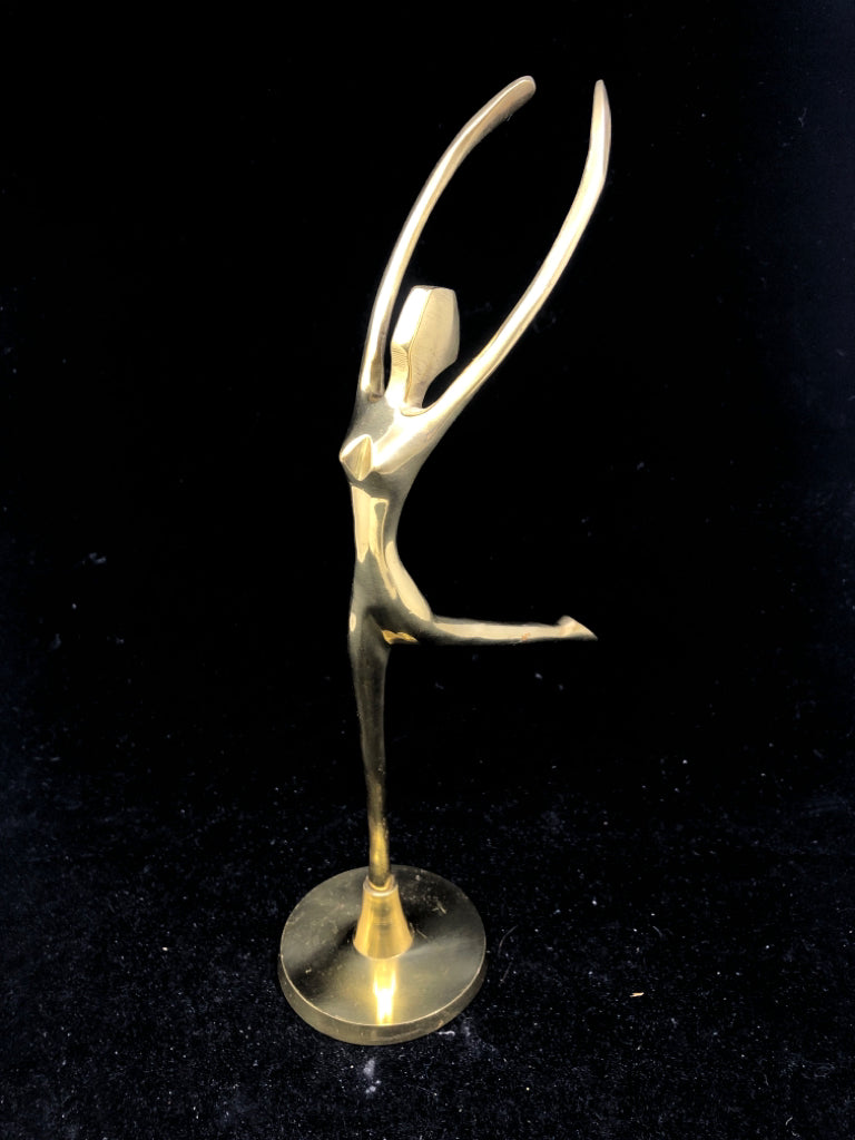 LACQUERED BRASS ABSTRACT BALLERINA STATUE.