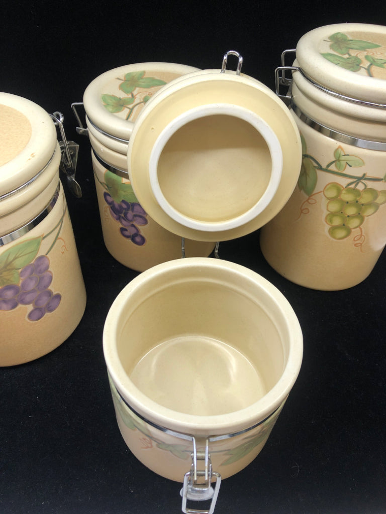 4 CREAM W GRAPES CANISTERS.