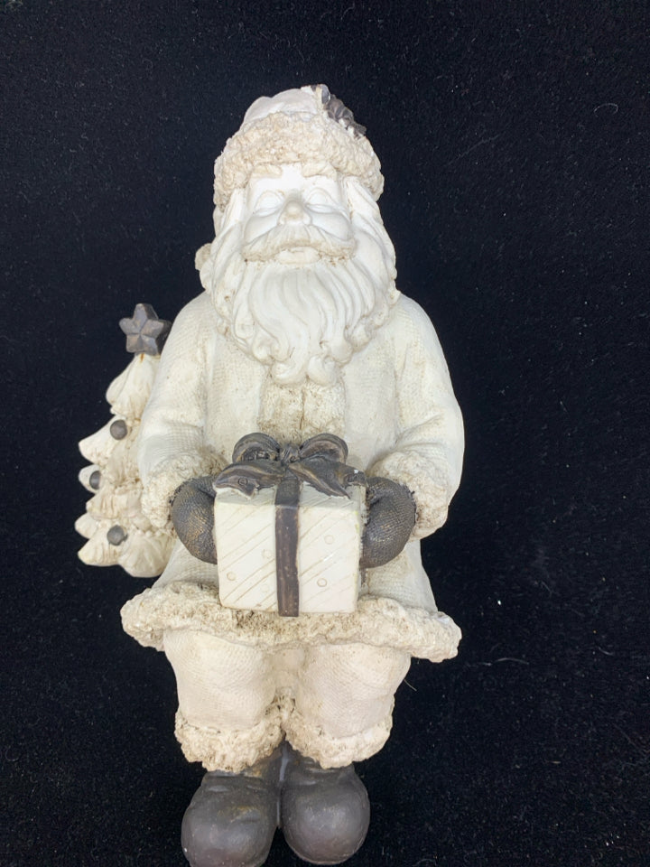 WHITE RESIN SHELF SITTER SANTA.