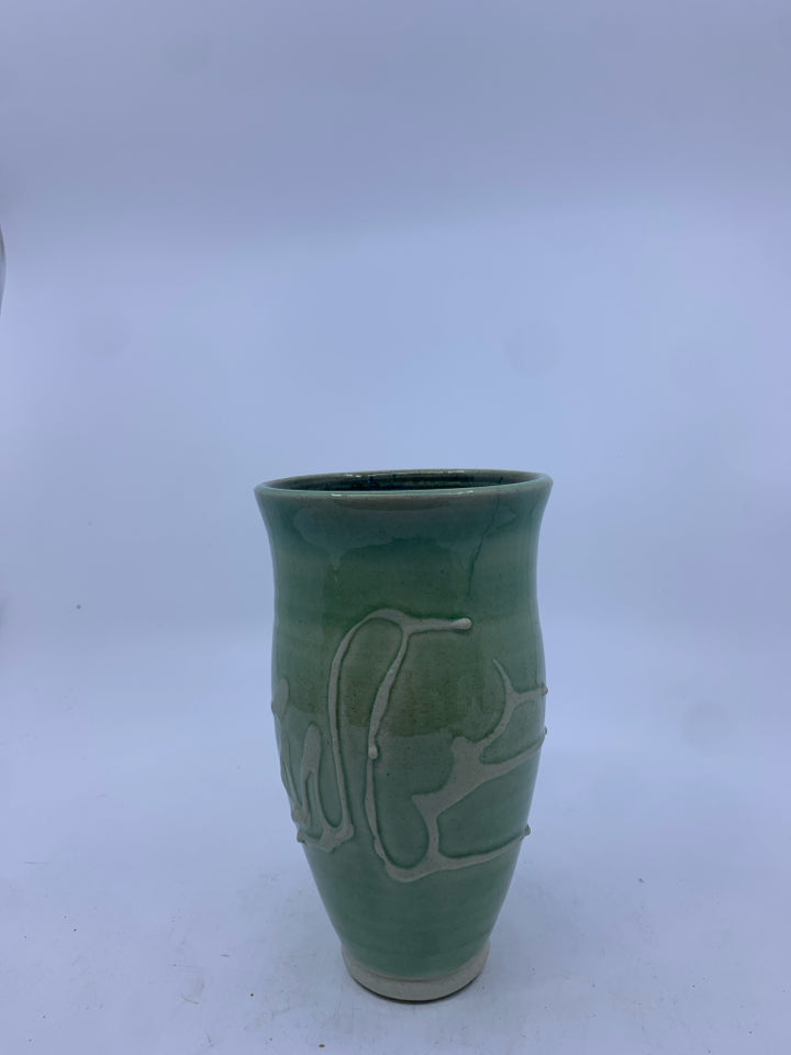 GREEN POTTERY VASE.