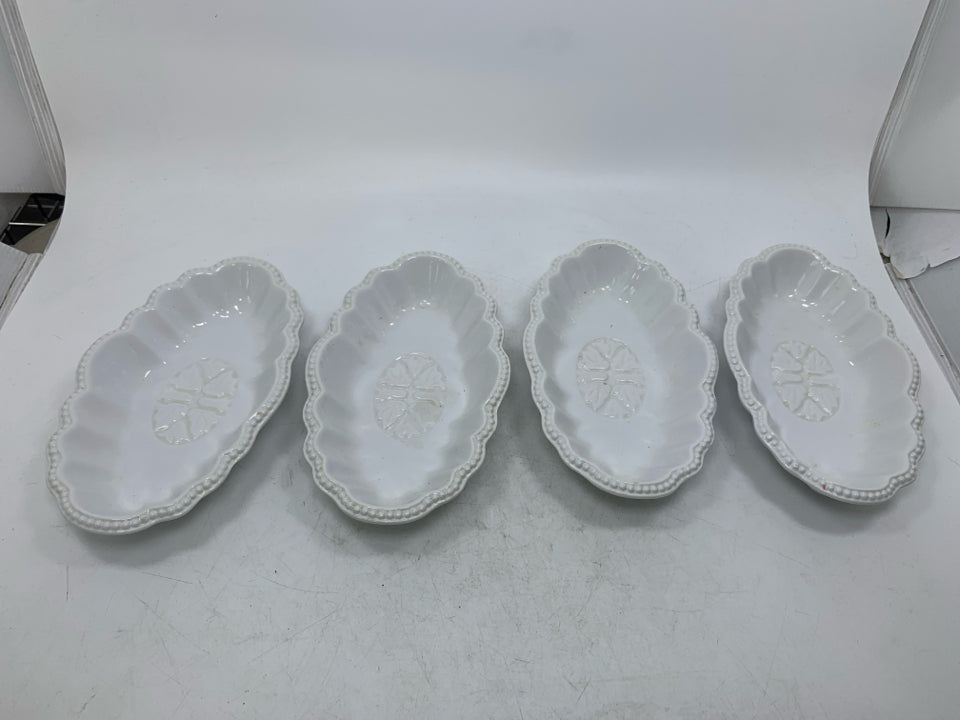 4 OVAL SCALLOP EDGE BOWLS.