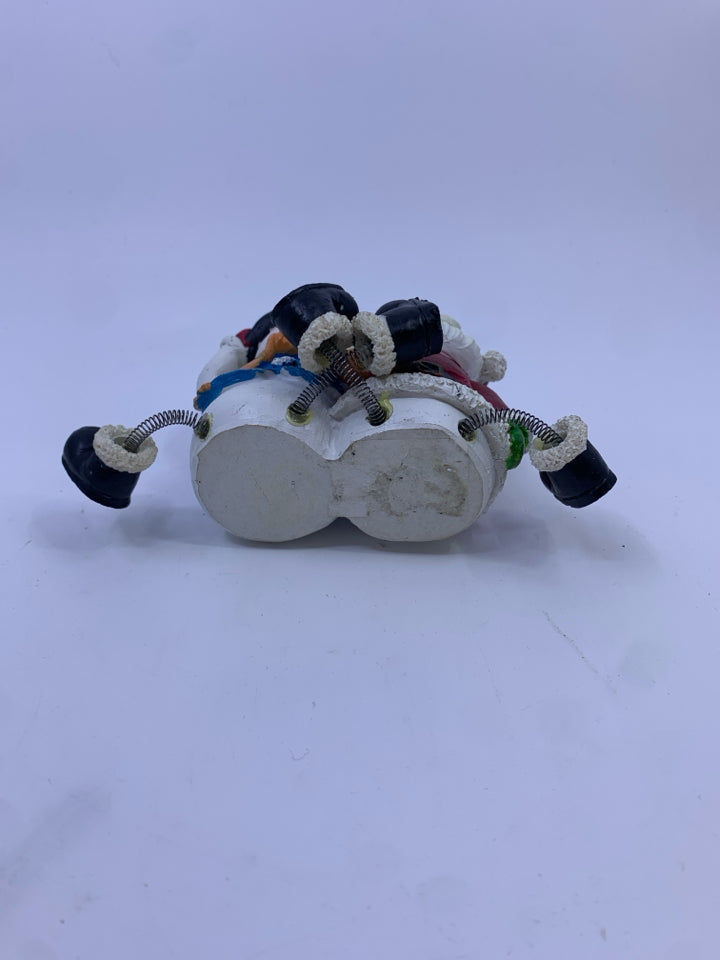 SHELF SITTING SANTA AND SNOWMAN.