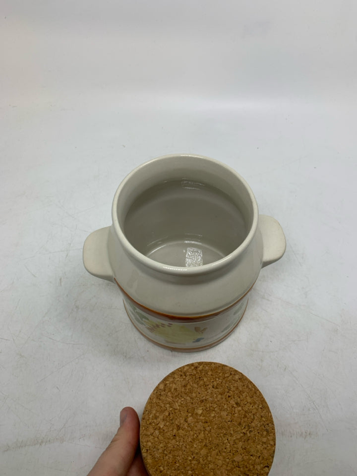 FLORAL CANISTER W/ CONVERSIONS CORK LID.