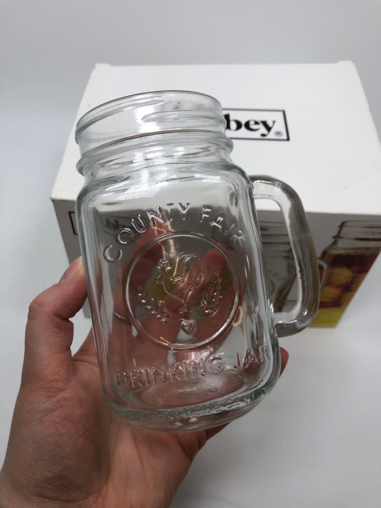 4 NIB LIBBEY DRINKING JARS