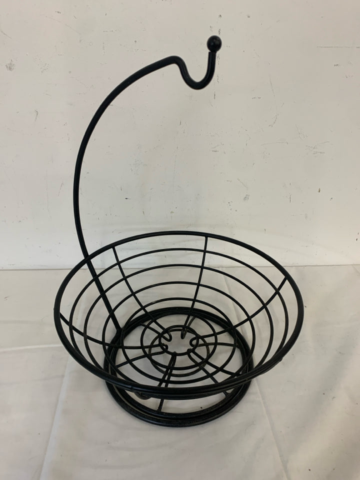 2 PC BLACK METAL FRUIT BASKET/BANANA HANGER.