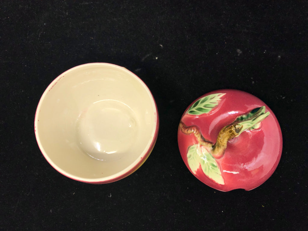 CERAMIC APPLE SUGAR BOWL W LID.