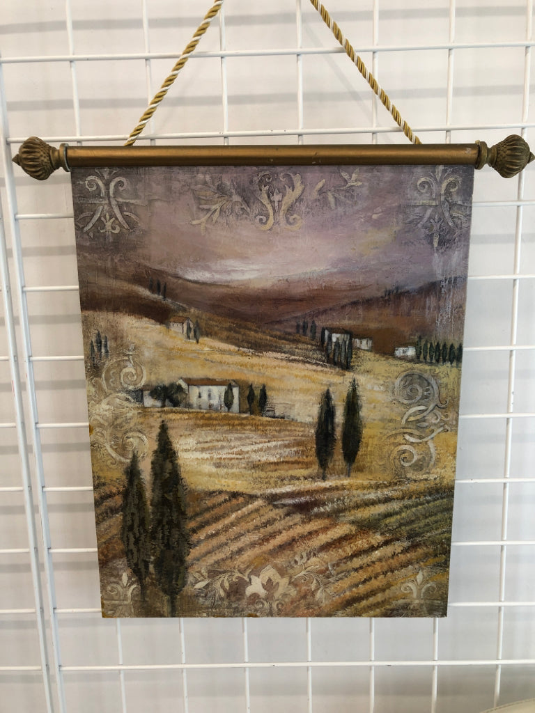 SCROLL STYLE TUSCAN LANDSCAPE WALL HANGING.